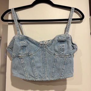 Zara Denim Bustier Corset Top